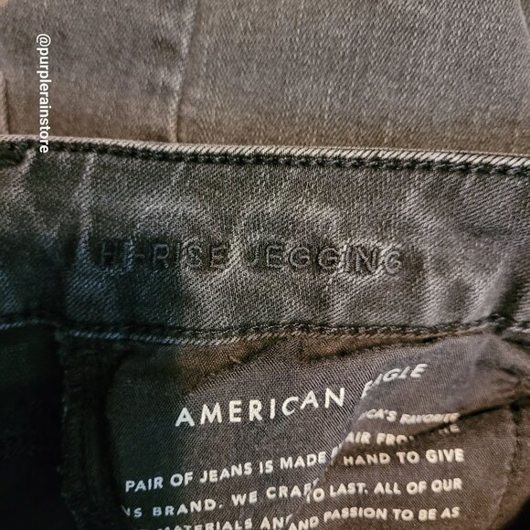 American Eagle Jeans 2 L Jegging Next Level Stretch Hi Rise Black Wash Denim - Picture 5 of 13